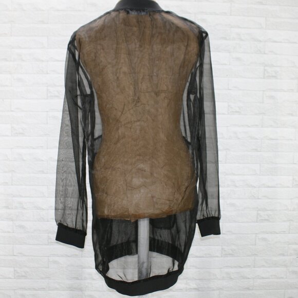 AKIRA Jacket Organza Sheer Mesh Oversized Long Bomber Coat Oversized Black SM - Picture 4 of 12